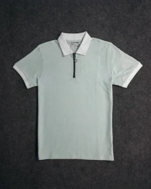 SkyBlue Zip Polo T-Shirt