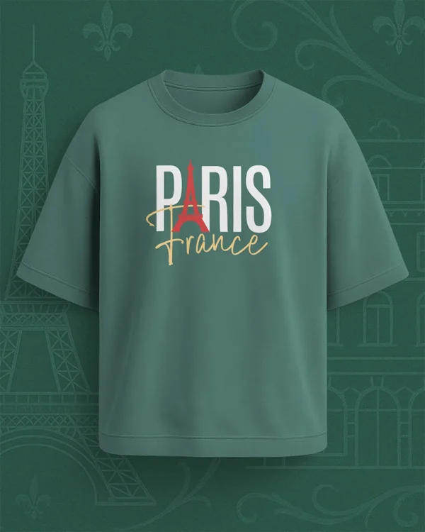 "Paris France" Drop Shoulder Graphic Tee