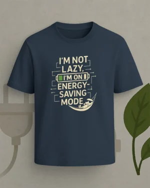 "I'm Not Lazy" Graphic Tee – Energy Saver Edition (Deep Ash Blue)