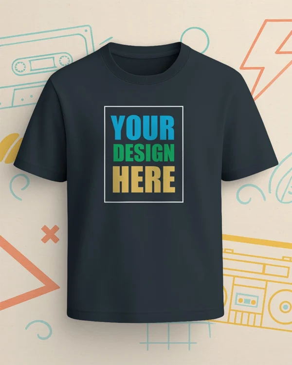 Customize Printed T-Shirt- (Deep Ash Blue/Soft Cream)