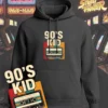 Retro Vibes 90's Kid Hoodie - Black
