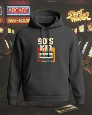 Retro Vibes 90's Kid Hoodie - Black