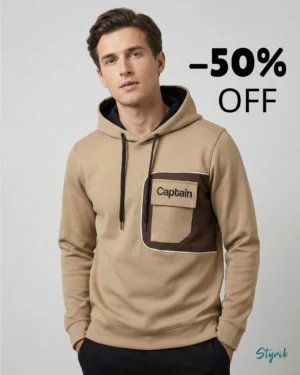 Captain Patch Pocket Hoodie – Coffee Brown