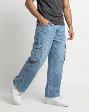 Premium Cargo Baggy Pant – Denim Blue