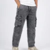 Premium Acid Wash Cargo Baggy Pant – Ash