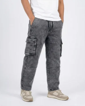 Premium Acid Wash Cargo Baggy Pant – Ash
