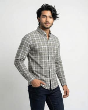 Grey Check Shirt – Lightweight Cotton Blend