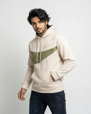 Chest Stripe Swoosh Hoodie – Cream