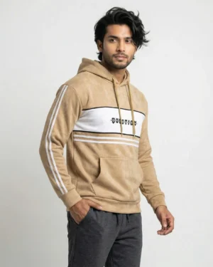 Chest Panel Stripe Hoodie – Sand