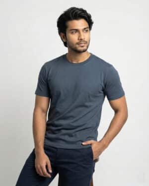 Deep Ash Blue Crew Tee (Regular Fit)