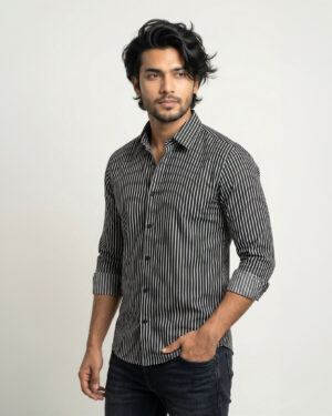 Men’s Black Pinstripe Casual Shirt