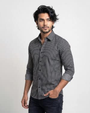 Men’s Black Pinstripe Casual Shirt