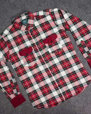 Men’s Red Plaid Check Casual Shirt (Full Sleeve)