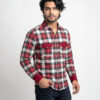 Men’s Red Plaid Check Casual Shirt (Full Sleeve)