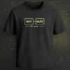Black regular-fit T-shirt with “Shift Delete No Undo” cream keyboard shortcut graphic.