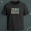 Black regular-fit T-shirt with “Zero Noise” cream text and teal slash accent graphic.