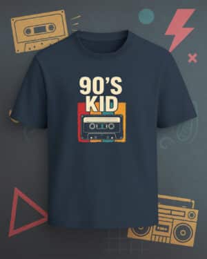 90s Kid Black Deep Ash Blue T-Shirt